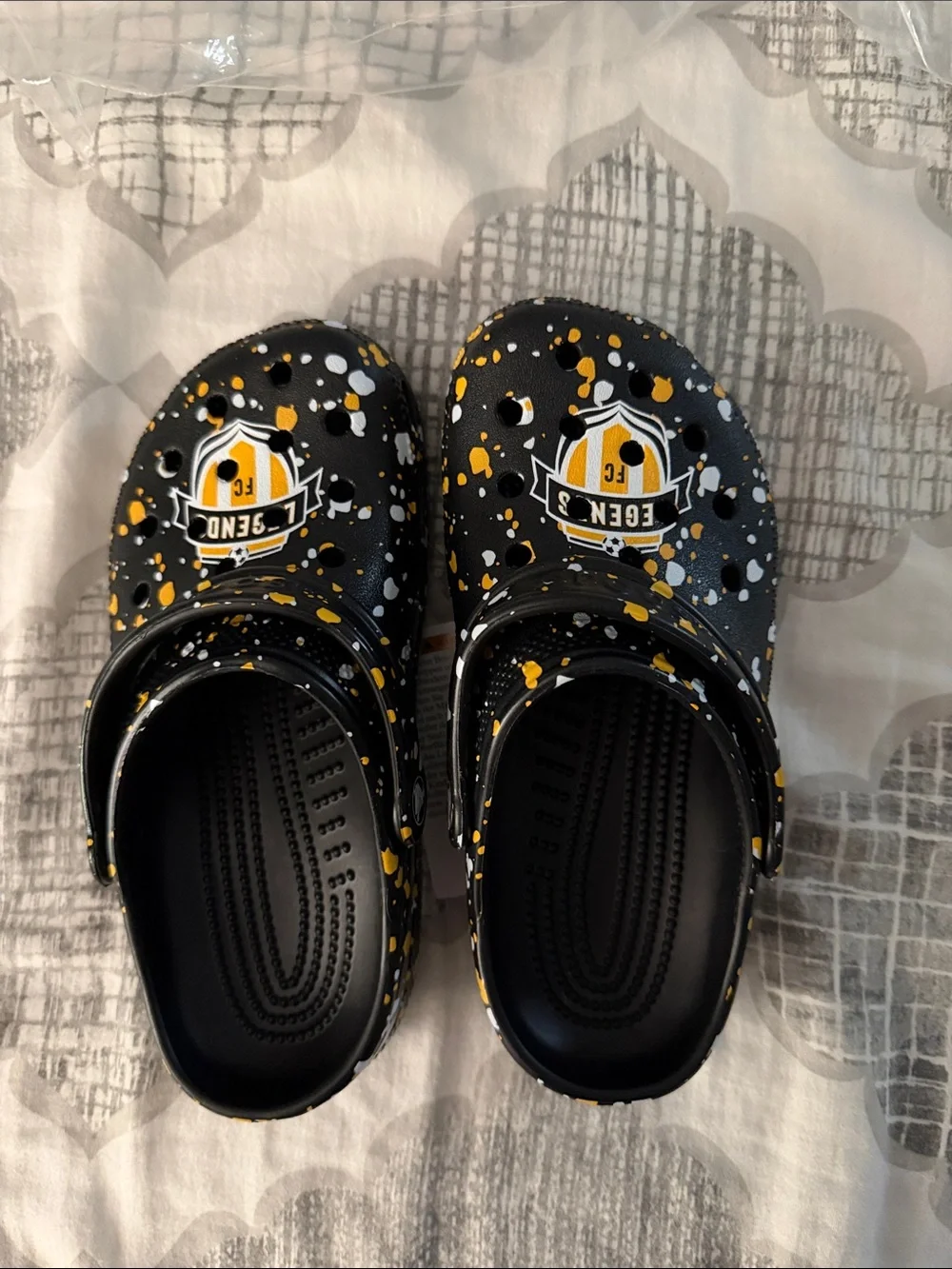 CROCS Black with Yellow & White Splash Kids Legends FC Crocs
